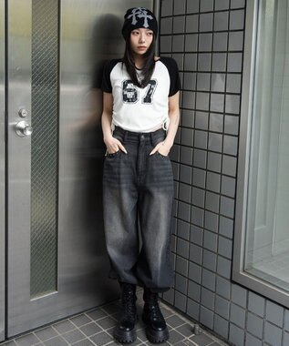 WEGO キーネックサイドレースアップちびT 柄7