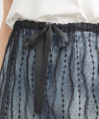 earth music&ecology ストライプレースレイヤードスカート Black