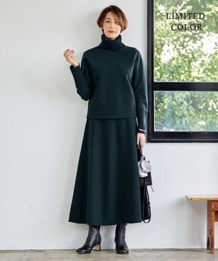 ICB L 【WEB限定カラーあり】ミルドウール ニットスカート パイングリーン系［WEB限定］