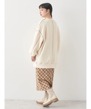 earth music&ecology チェック柄ナロースカート Beige