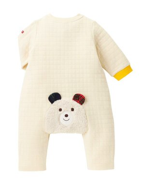 MIKI HOUSE HOT BISCUITS 【70-80cm】 顔ドン ニットキルト カバーオール アイボリー