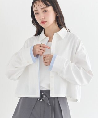 earth music&ecology パイピングショートシャツ Off White