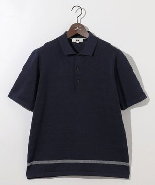 JOSEPH ABBOUD 【エコ素材/軽量/通気性/速乾性】ペーパーヤーンニット ポロ ネイビー系