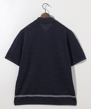 JOSEPH ABBOUD 【エコ素材/軽量/通気性/速乾性】ペーパーヤーンニット ポロ ネイビー系