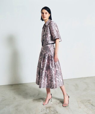 GRACE CONTINENTAL ボタニカルジャガードシャツ ピンク