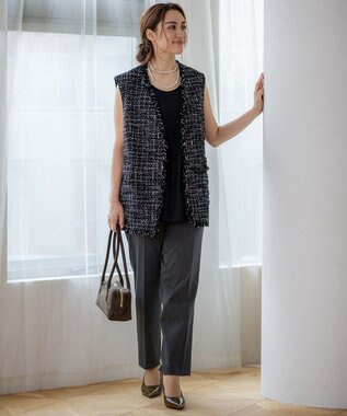 23区 L 【Lサイズ限定/好評につき新色追加】ナチュラルコットンベア タンクトップ ブラック系