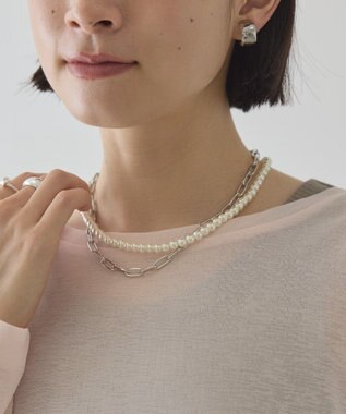 AMERICAN HOLIC 【2点SET】パール＋チェーンネックレス Silver