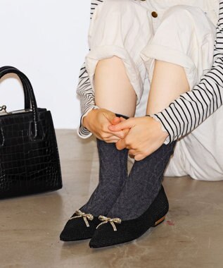 steppi 【洗える/撥水】メタルヒール フラット パンプス ブラック