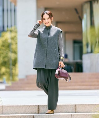 #Newans バックペプラムダブルフェイスジレ グレー