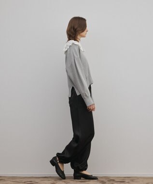 GRACE CONTINENTAL レースカラーニットトップ グレー