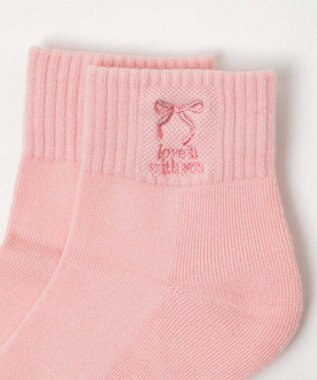 WEGO モチーフ刺繍アンクルソックス ライトピンク