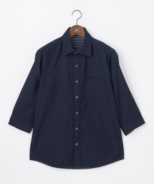 JOSEPH ABBOUD 【キングサイズ・2WAY】リバーシブルストライプ 七分袖 シャツ