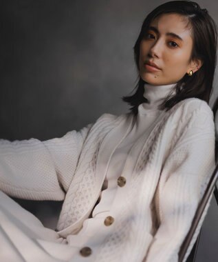 23区 【洗える】ウールカシミヤ アランパターン カーディガン ベージュ系