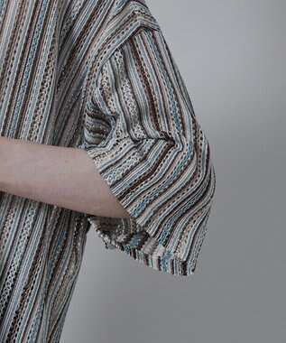 WEGO ストライプメッシュBIGシャツ（S） 柄1