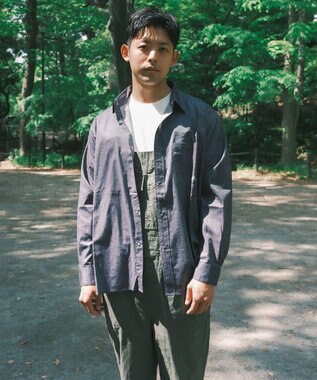 SHARE PARK MENS 【UVカット・撥水・ストレッチ】イージーデニムレギュラーカラーシャツ ネイビー系