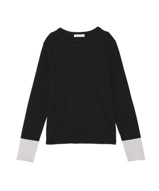 Green Parks アンチピリング袖配色ニットプルオーバー