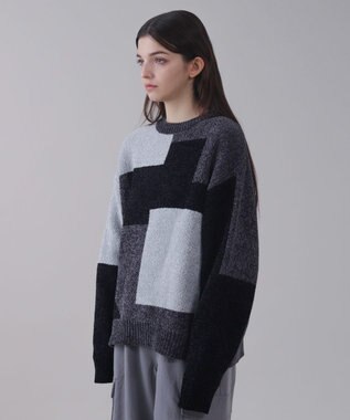 WEGO 【ユニセックス着用ITEM】ベロアモールカラーブロックプルオーバー ブラック中濃色