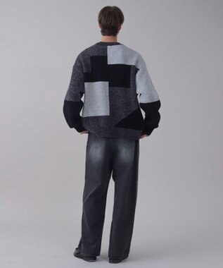 WEGO 【ユニセックス着用ITEM】ベロアモールカラーブロックプルオーバー ブラック中濃色