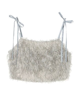 earth music&ecology 肩リボンフェザービスチェ Light Gray