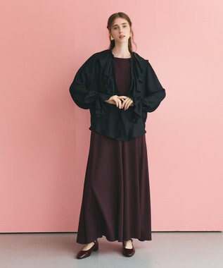 GRACE CONTINENTAL スキッパーラッフルブラウス ブラック