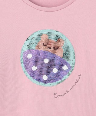 ANY KIDS ミラクルスパンコール長袖Tシャツ ピンク（オムライス×クマ）