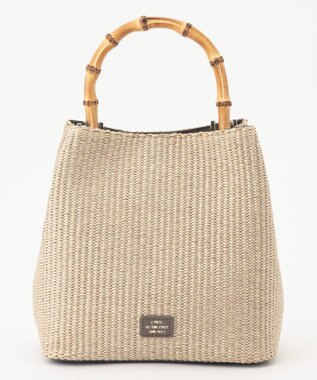 J.PRESS LADIES 【2way】 バンブー カゴ バッグ ナチュラル×モカ系