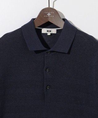 JOSEPH ABBOUD 【エコ素材/軽量/通気性/速乾性】ペーパーヤーンニット ポロ ネイビー系
