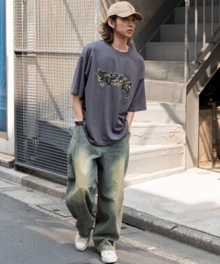 WEGO ダメージアップリケグラフィックT（SS） スミクロ