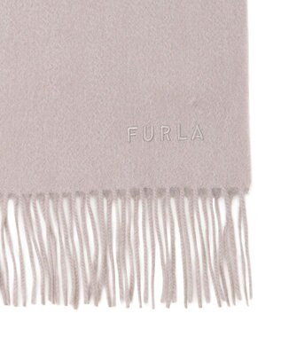 MOONBAT FURLA(フルラ）カシミヤ100％ 無地 マフラー ロゴ刺繍 手洗いOK モカブラウン