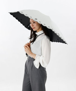 AURORA NINA RICCI（ニナリッチ）花柄刺繍晴雨兼用パラソル（折りたたみ傘）