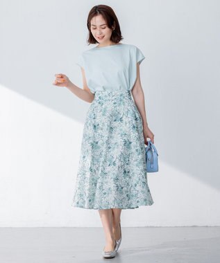 組曲 【洗える・シワになりにくい】フルラージュプリント スカート グリーン系5