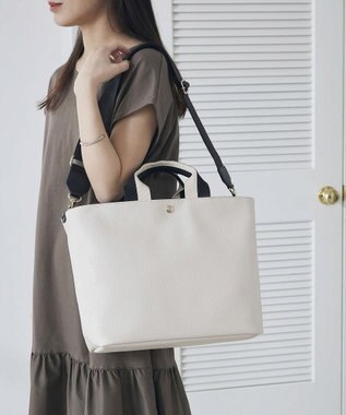 TOPKAPI 【Breath TOPKAPI】SCOTCH GRAIN スコッチグレイン プレーン 2トーンテープ ハンドル トートバッグ L クリーム