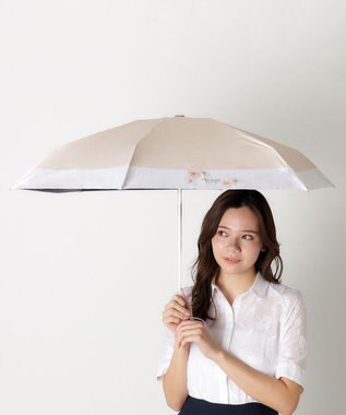 MOONBAT 【WEB限定/一級遮光99.99%】晴雨兼用折りたたみ日傘 ポール&ジョー(PAUL & JOE ACCESSOIRES)クリザンテーム/バイカラー 雨の日OK 遮熱 簡単開閉 UV 晴雨兼用 ベージュ