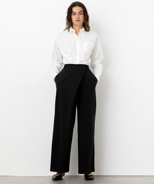 NAVE 【Nave・洗える】スパントロ ワイドラップパンツ ブラック系