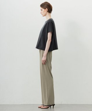 ICB L 【接触冷感・UVケア・洗える】シルケットスムースコンビ バイカラーカットソー チャコール×ブラック系