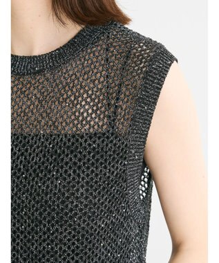Green Parks スパンコールニットベスト Black