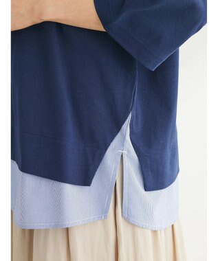 Green Parks 裾ドッキングレイヤー風７分袖プルオーバー Navy