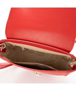 UNBILLION cachecache 財布ポーチ付きハーフムーンショルダーバッグ レッド