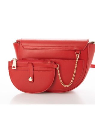 UNBILLION cachecache 財布ポーチ付きハーフムーンショルダーバッグ レッド