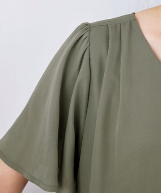 Tiaclasse フレアスリーブチュニックブラウス カーキ