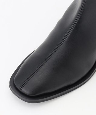 組曲 【23.5cm~24cm】パールヒールミドルブーツ ブラック系