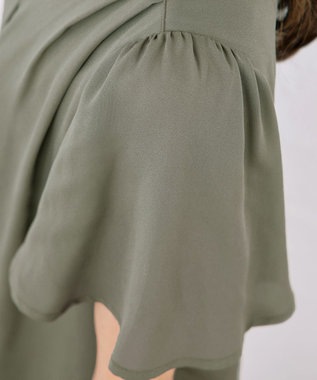 Tiaclasse フレアスリーブチュニックブラウス カーキ