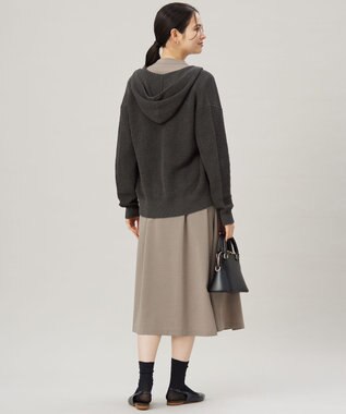 自由区 S 【洗える】リネンミドルゲージフーディ ニット スレート