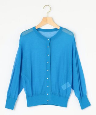 組曲 【洗える・2WAY】シアーニット カーディガン ブルー系