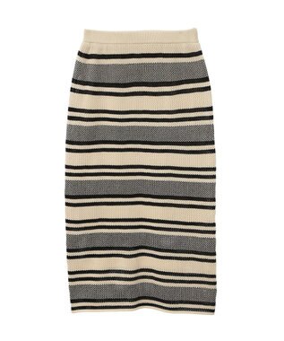Green Parks ボーダーニットスカート Ivory