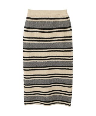 Green Parks ボーダーニットスカート Ivory