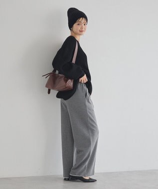 earth music&ecology 【毛玉防止 / 洗濯機洗い可】アンチピリングクロスネックルーズニット Black