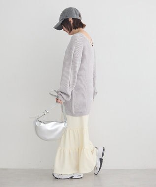 earth music&ecology 【毛玉防止 / 洗濯機洗い可】アンチピリングクロスネックルーズニット Gray