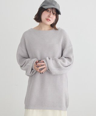 earth music&ecology 【毛玉防止 / 洗濯機洗い可】アンチピリングクロスネックルーズニット Gray