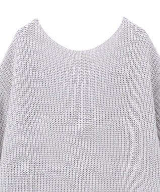 earth music&ecology 【毛玉防止 / 洗濯機洗い可】アンチピリングクロスネックルーズニット Gray